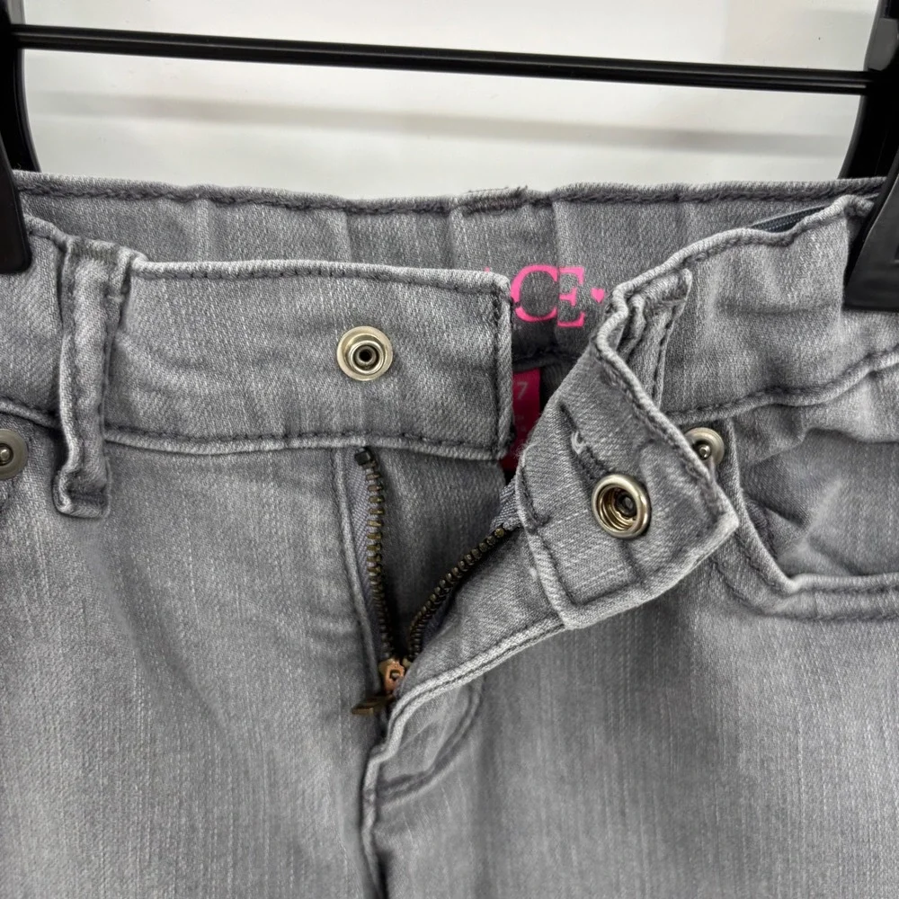 Childrens Place Kids Super Skinny Fit Jeans 6X 7 Gray Adjustable Waist Boho Cute